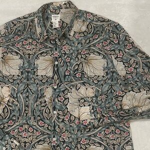 William Morris & Co H & M floral print button down shirt men’s XL blue cream